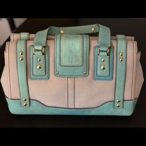 Never used coach canvas bag with Leather trim